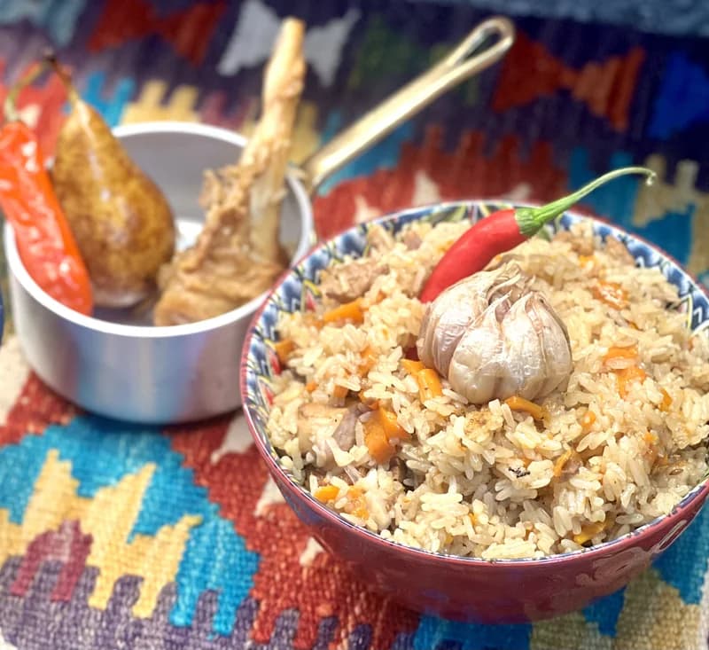 Plov — traditional Uzbek lamb pilaf